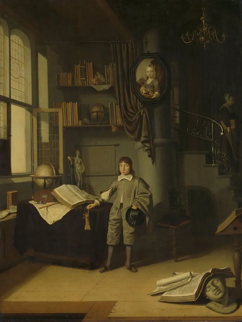 Young Man in a Study, by Adriaen van Gaesbeeck, oil, 1645