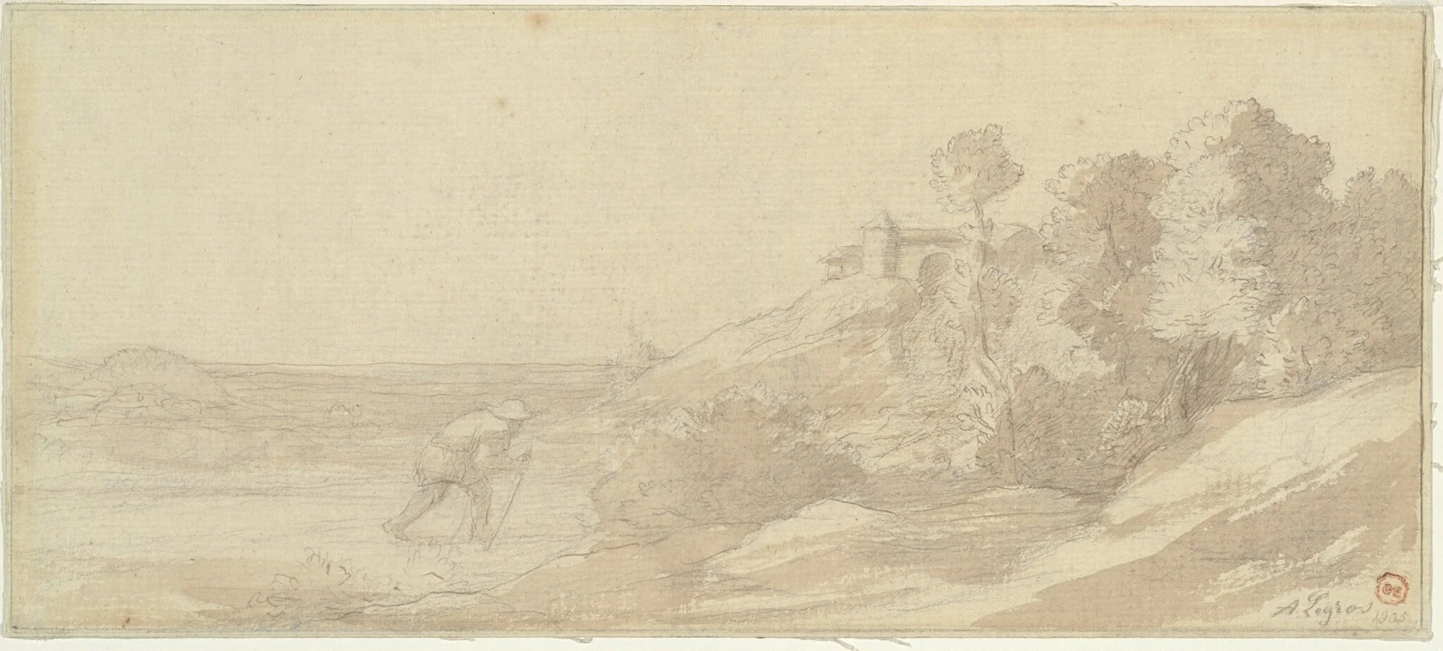 Landscape along a Riverbank with a Figure, detail