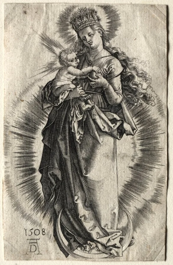 Virgin on a Crescent with a Starry Crown, detail