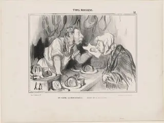 On flaire la marchandise... avant de la mécaniser!..., by Honoré Daumier, ink, 1839