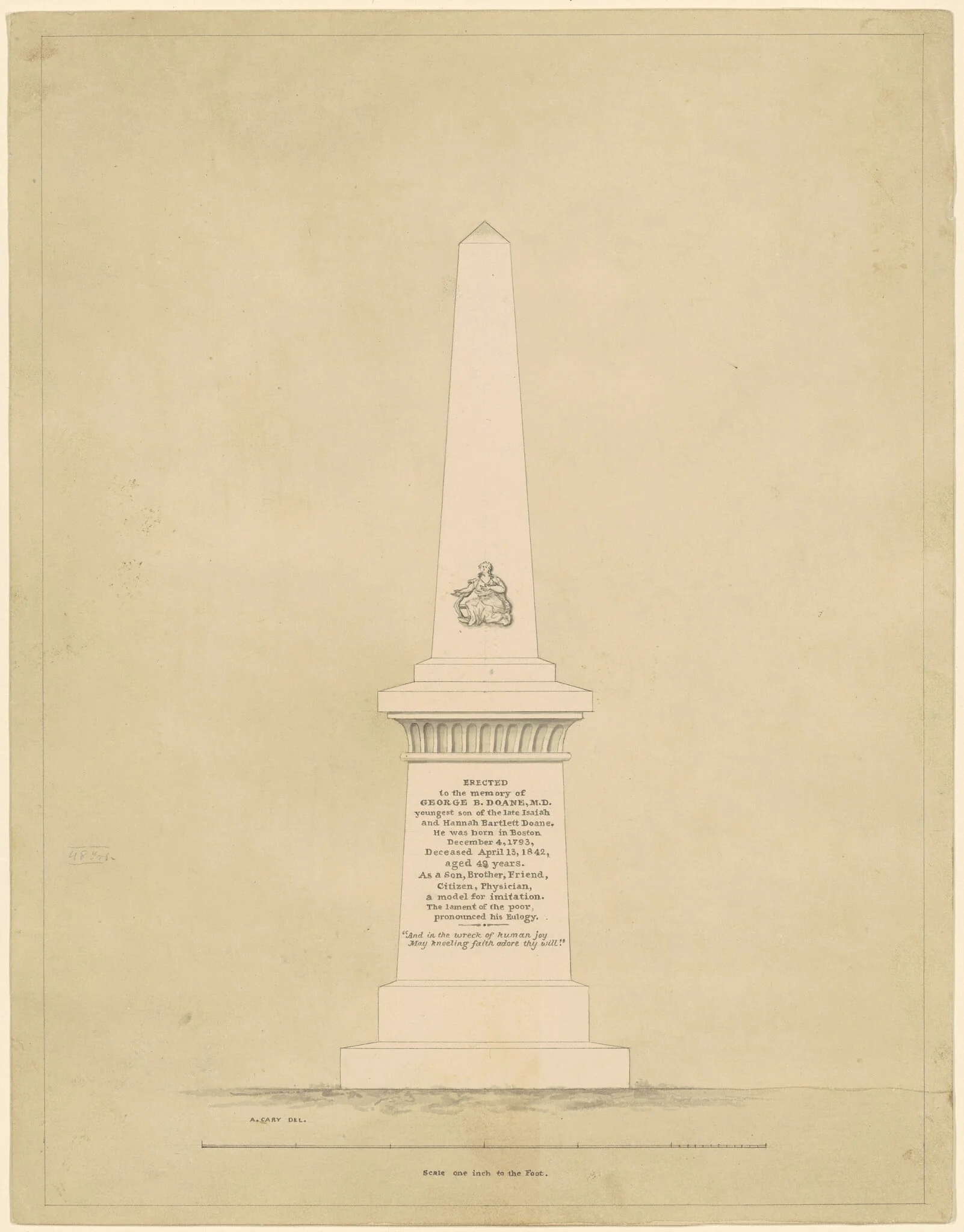 Design for a Monument in Memory of George B. Doane, detail