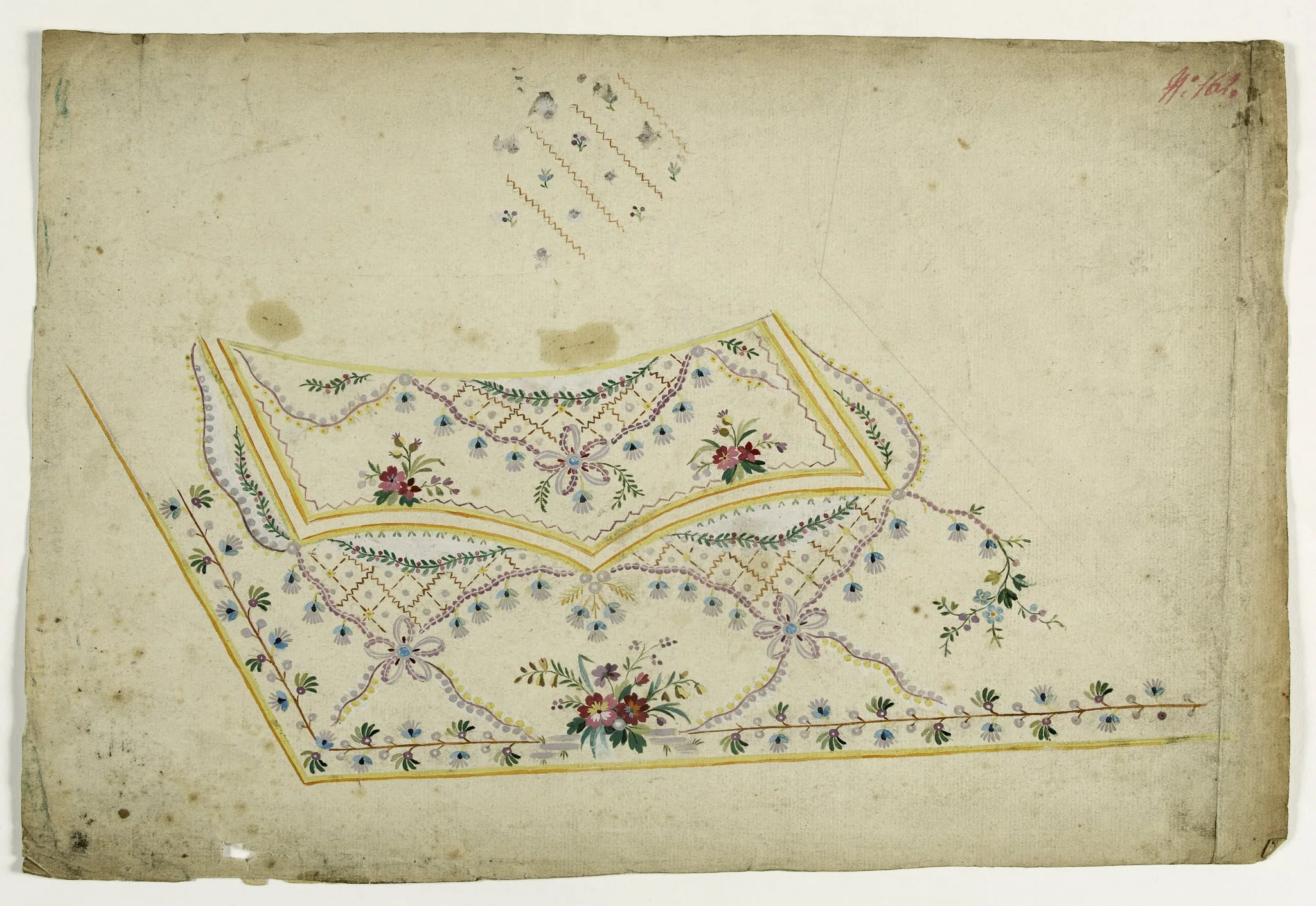 Gilet bouquets et noeuds, projets de broderies de gilet, XVIIIème siècle, detail