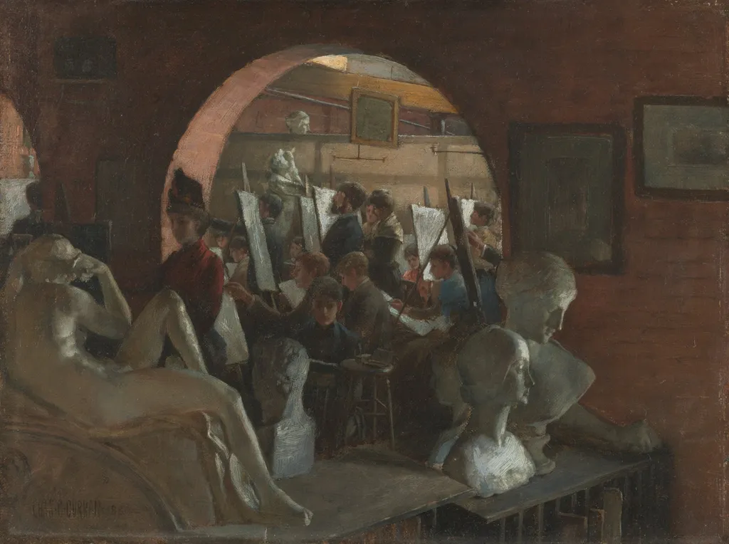An Alcove in the Art Students' League, by Charles Courtney Curran, oil, 1888