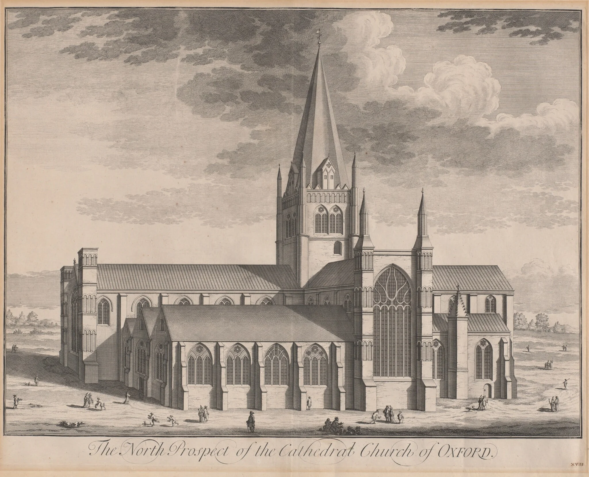 The North Prospect of the Cathedral Church of Oxford, detail