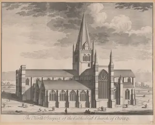 The North Prospect of the Cathedral Church of Oxford, by Johannes Kip, ink, 1707
