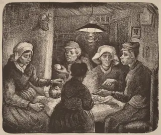 Potato Eaters, by Vincent van Gogh, crayon, 1885