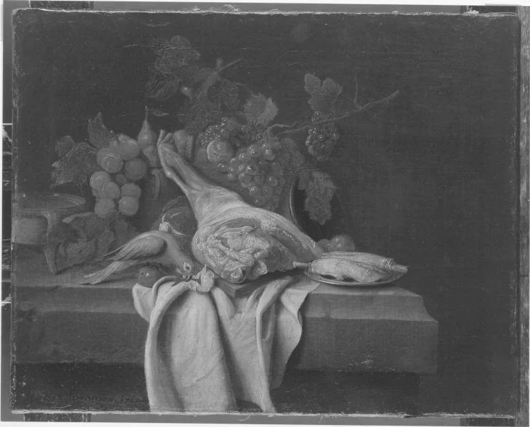 Stillleben mit Schweinskeule und Papagei, detail