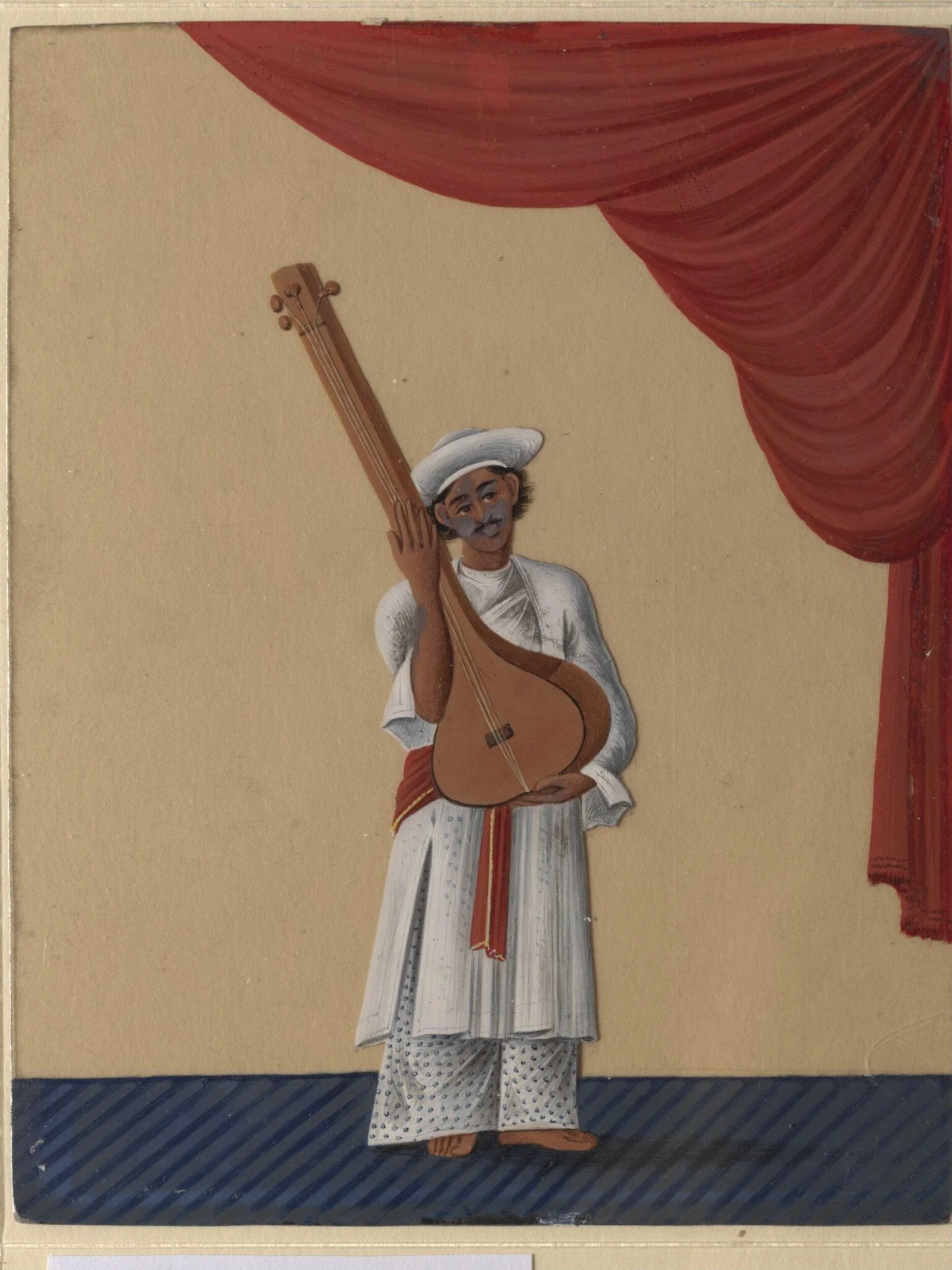 One of twelve drawings of musicians and dancing-girls., detail