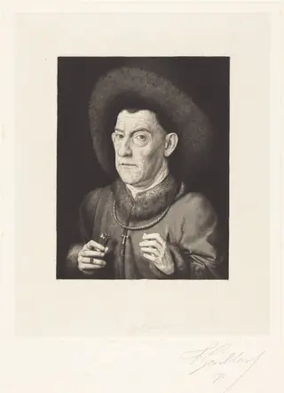 The Man with the Pink, by Ferdinand Gaillard, ink, 1860