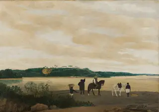 View on Tamaracá Island, Brazil, by Frans Post, oil, 1637