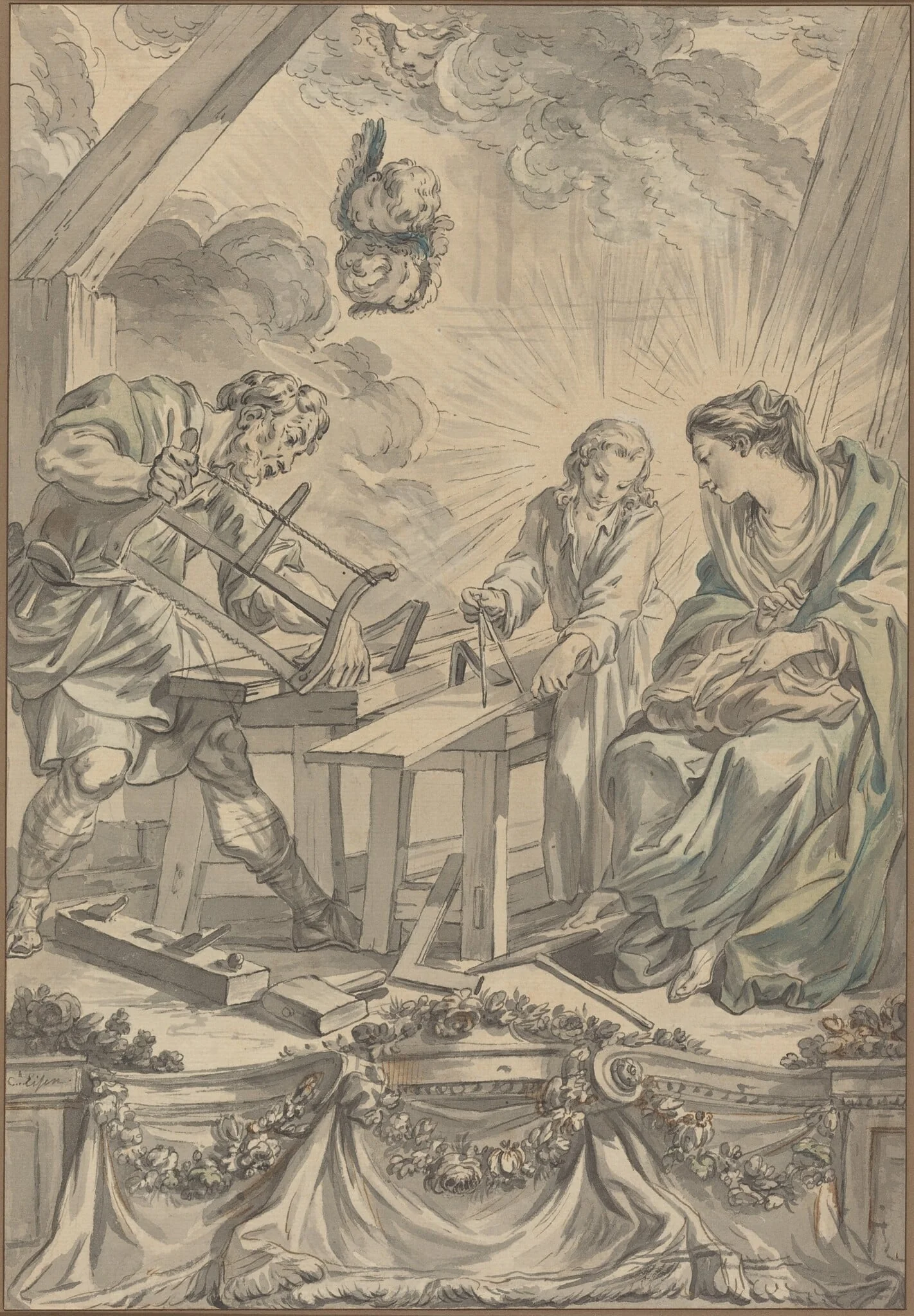 The Holy Family in the Carpenter's Shop, detail