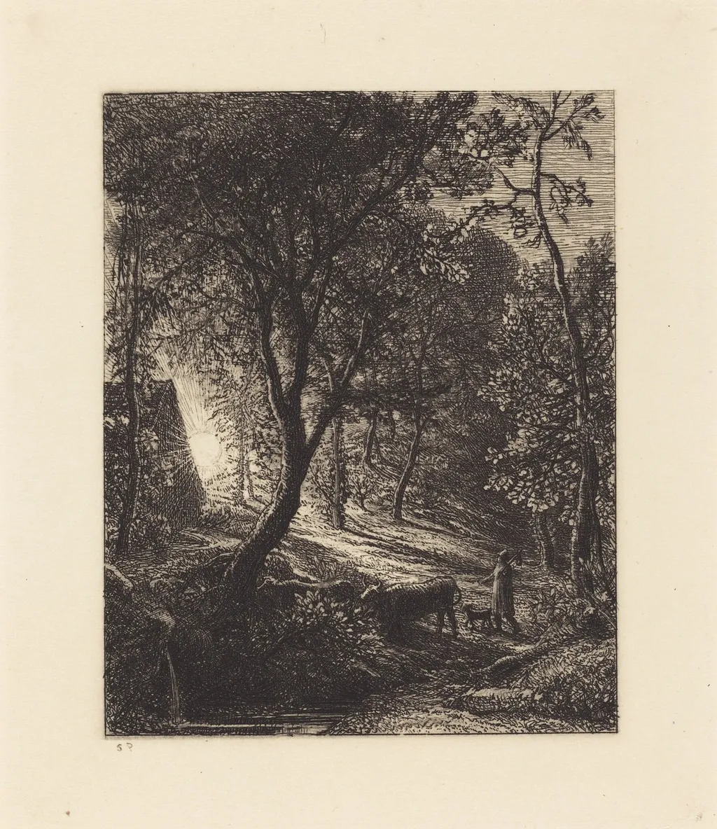The Herdsman's Cottage, by Samuel Palmer, ink, 1850