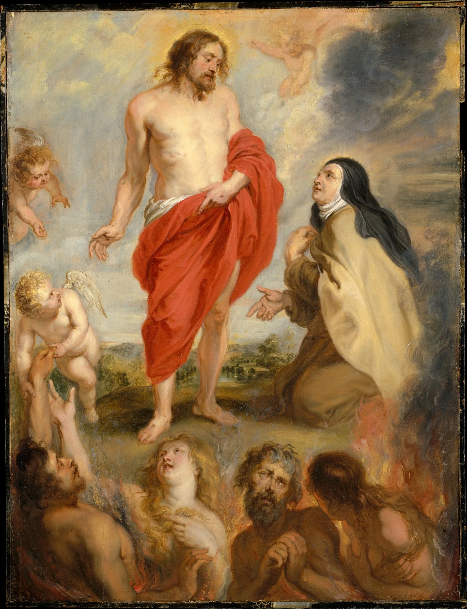 Saint Teresa of Ávila Interceding for Souls in Purgatory, detail
