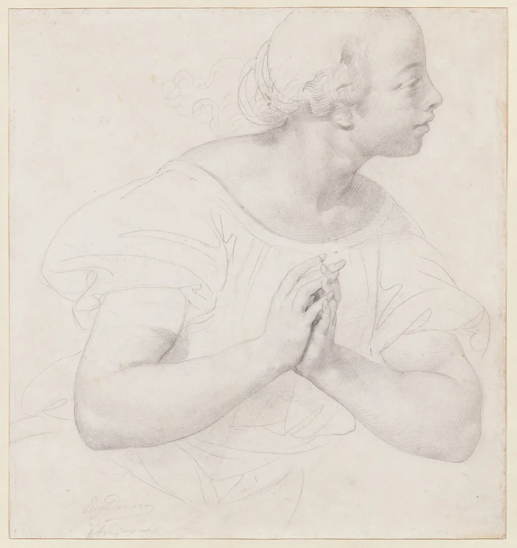 Study of an Angel, by Eugène Devéria, graphite, 1839