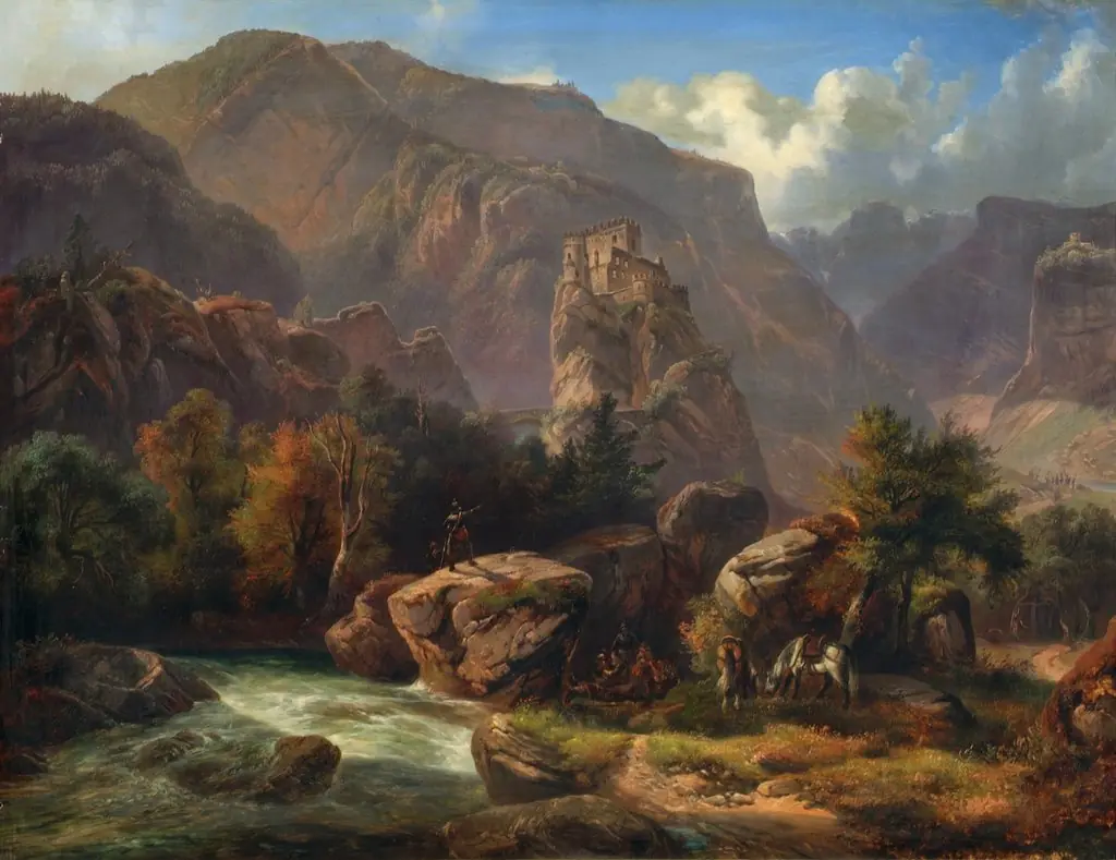 Schloss Salurn in Südtirol, by Ludwig Neelmeyer, oil, 1852