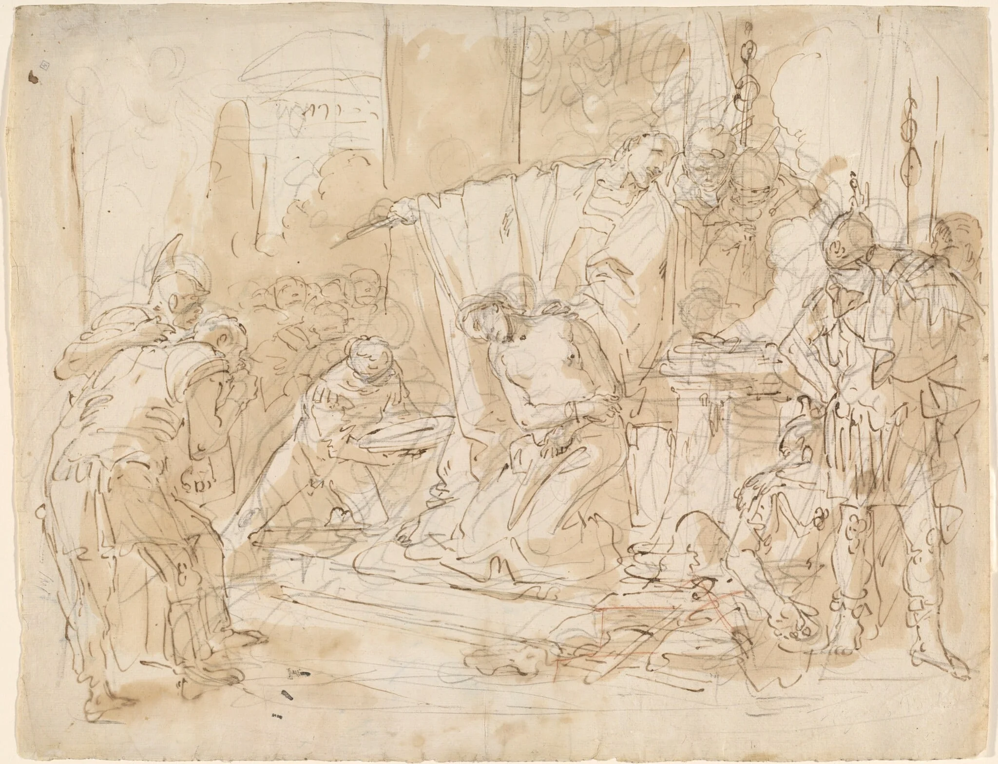The Sacrifice of Iphigenia (recto) / Study of a Male Nude (verso), detail
