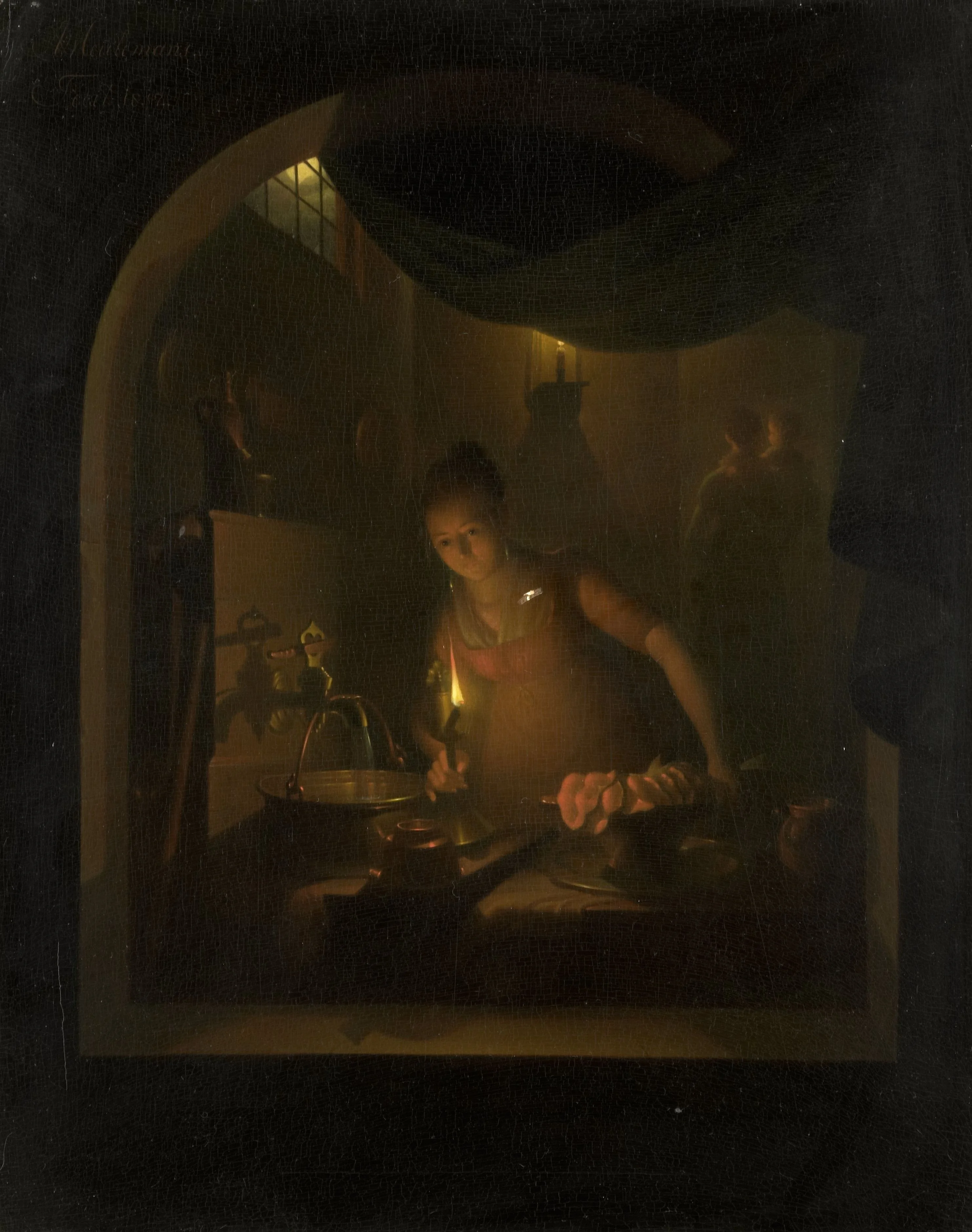 Kitchen by Lamplight, detail