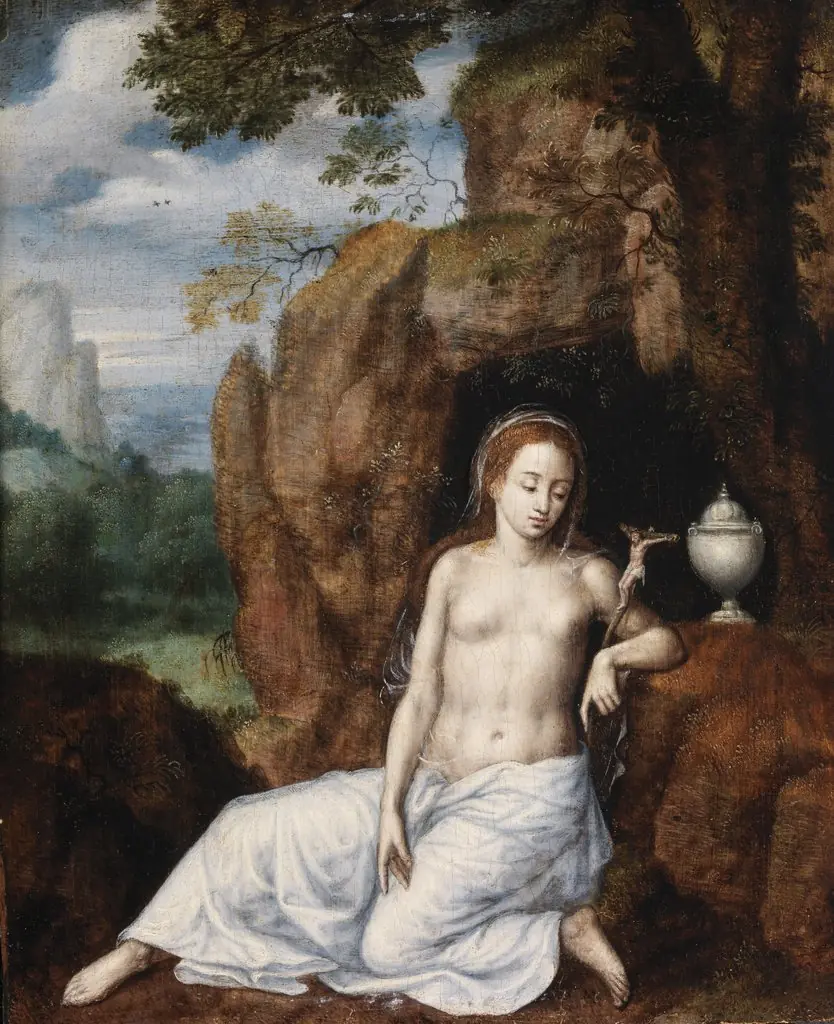 Saint Mary Magdalen in the Wilderness, by Marcellus Coffermans, unspecified, 1562