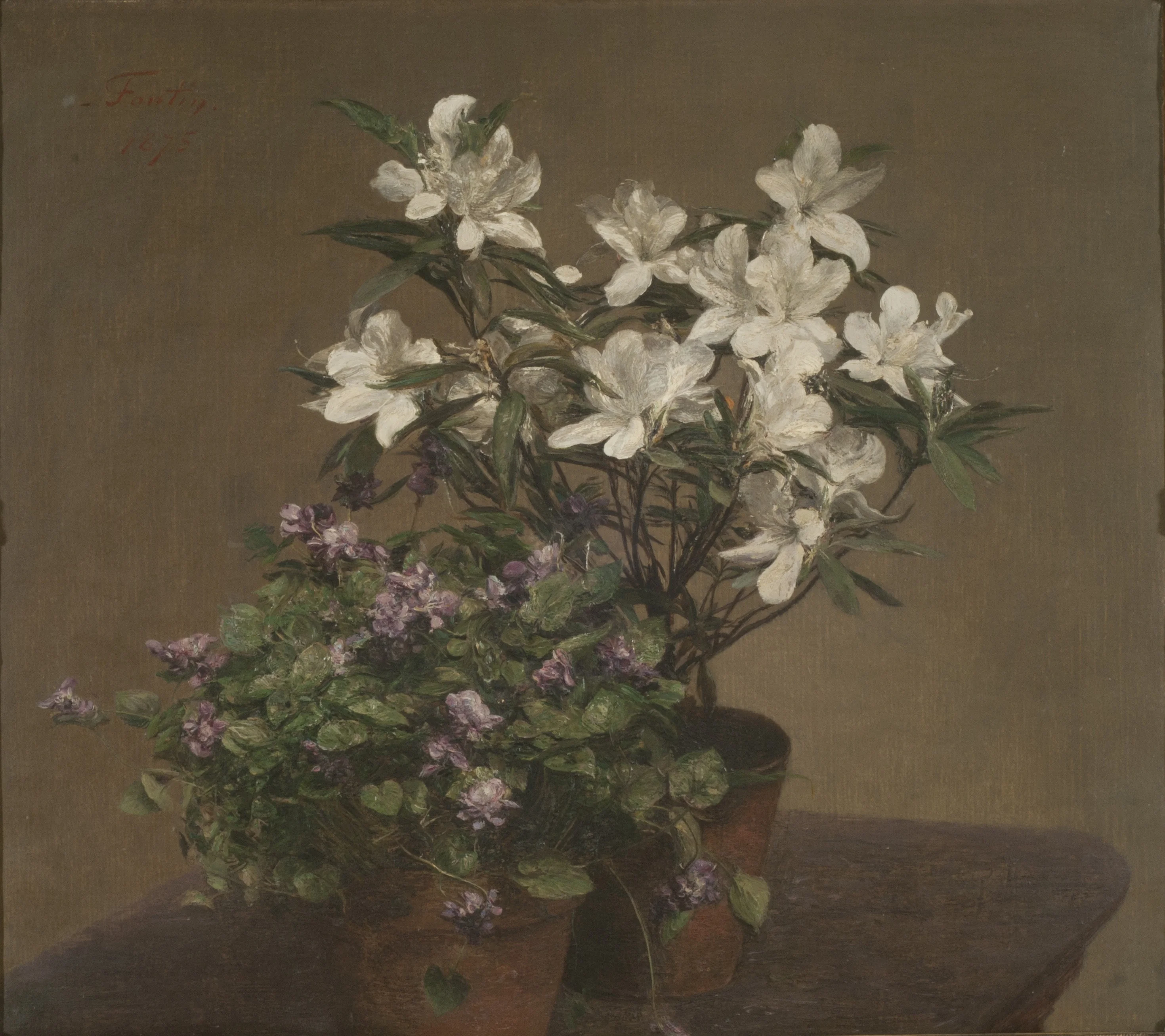 Violettes et azalées (Violetas y azaleas), detail