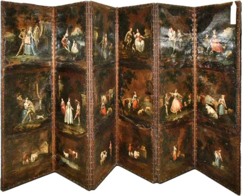 Group of Eighteen Landscapes with Animals and Figures (folding screen), detail