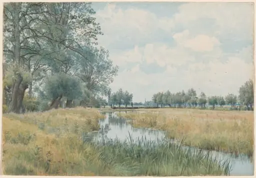 River Landscape near St. Ives, Huntingdonshire, by William Fraser Garden, gouache, 1897