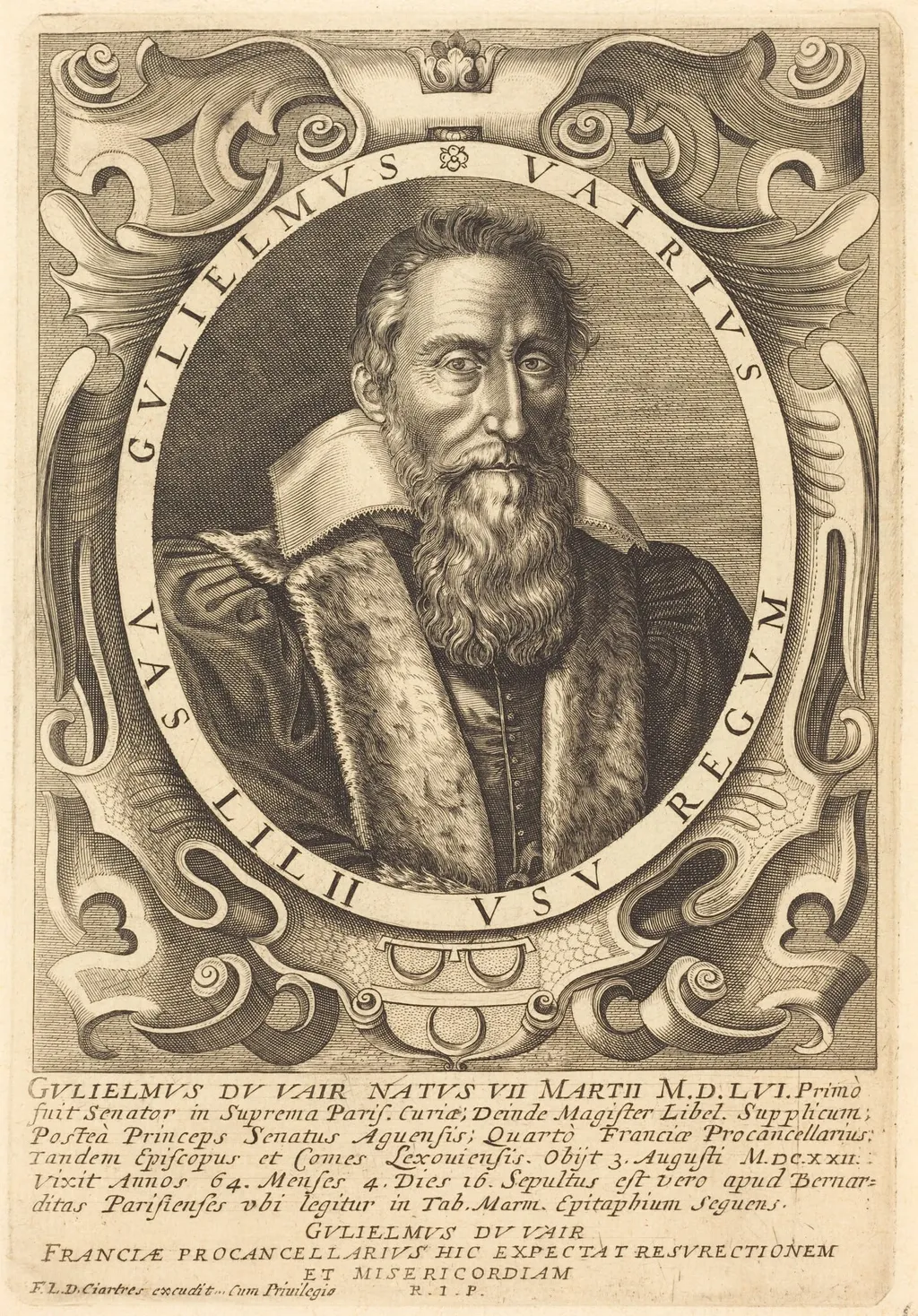 Guillaume du Vair, by François Langlois, ink, 1618