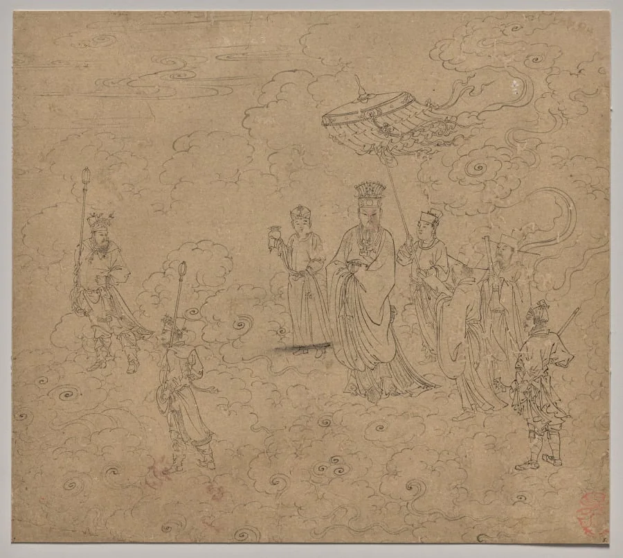 Album of Daoist and Buddhist Themes: Procession of Daoist Deities: Leaf 8, detail