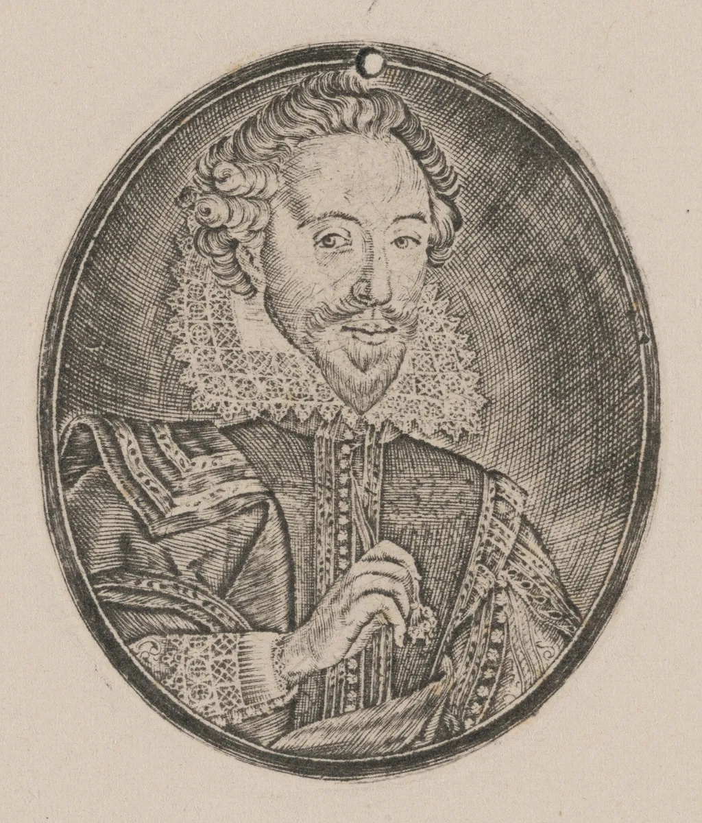 Richard Sackville, 3rd Earl of Dorset [left half], by Simon van de Passe, ink, 1621