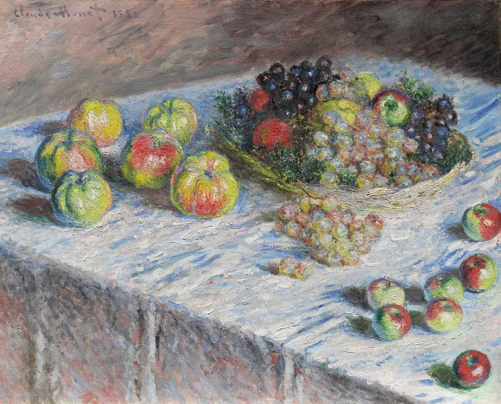 Apples and Grapes, by Claude Monet, oil, 1890