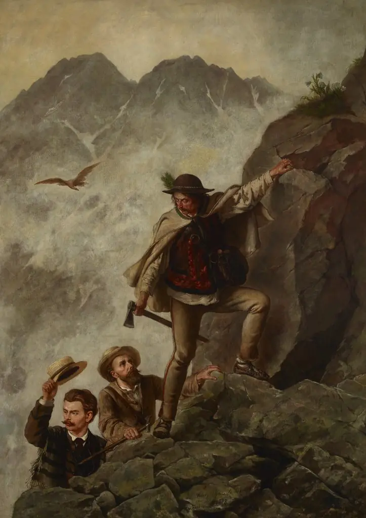 Guide and Tourists in the Tatra Mountains, by Walery Eljasz Radzikowski, oil, 1890