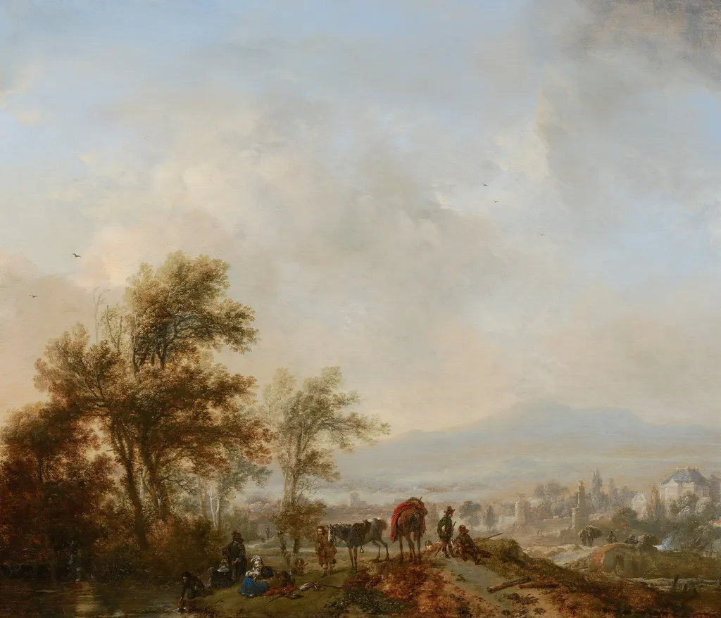Rest during the Hunt, by Philips Wouwerman, oil, 1650