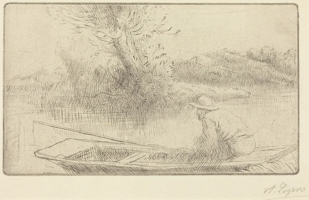 Along the Thames (Sur la Tamise), by Alphonse Legros, ink, 1874