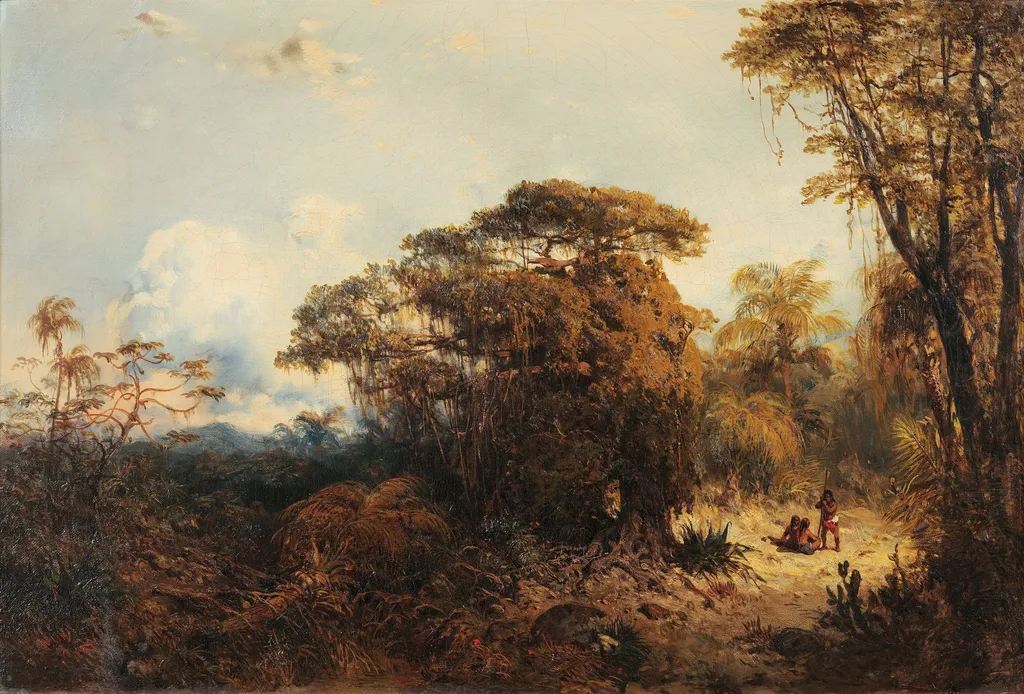 Paisagem com índios (atribuído), by Eduard Hildebrandt, oil, 1844