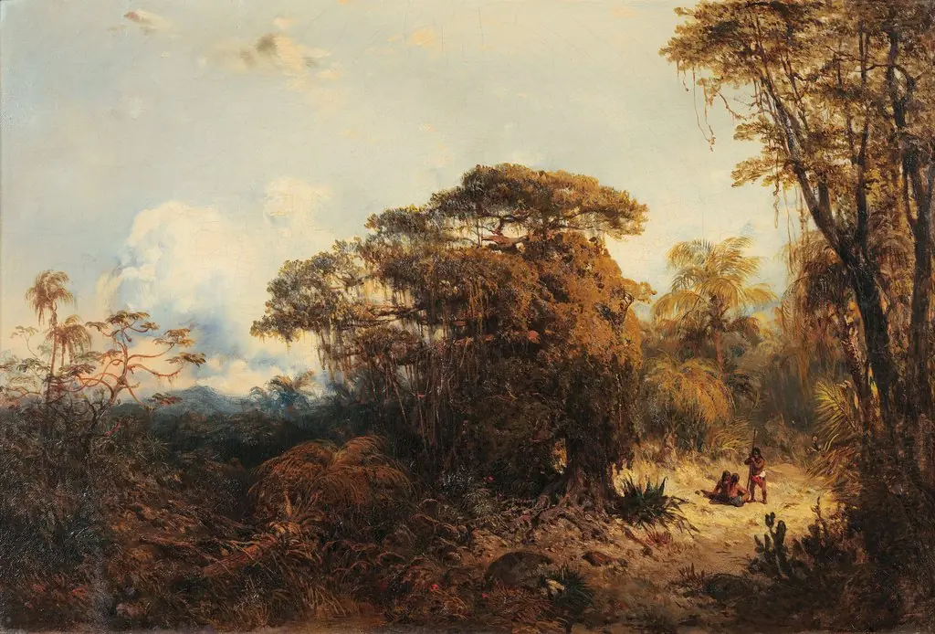 Paisagem com índios (atribuído), by Eduard Hildebrandt, oil, 1844