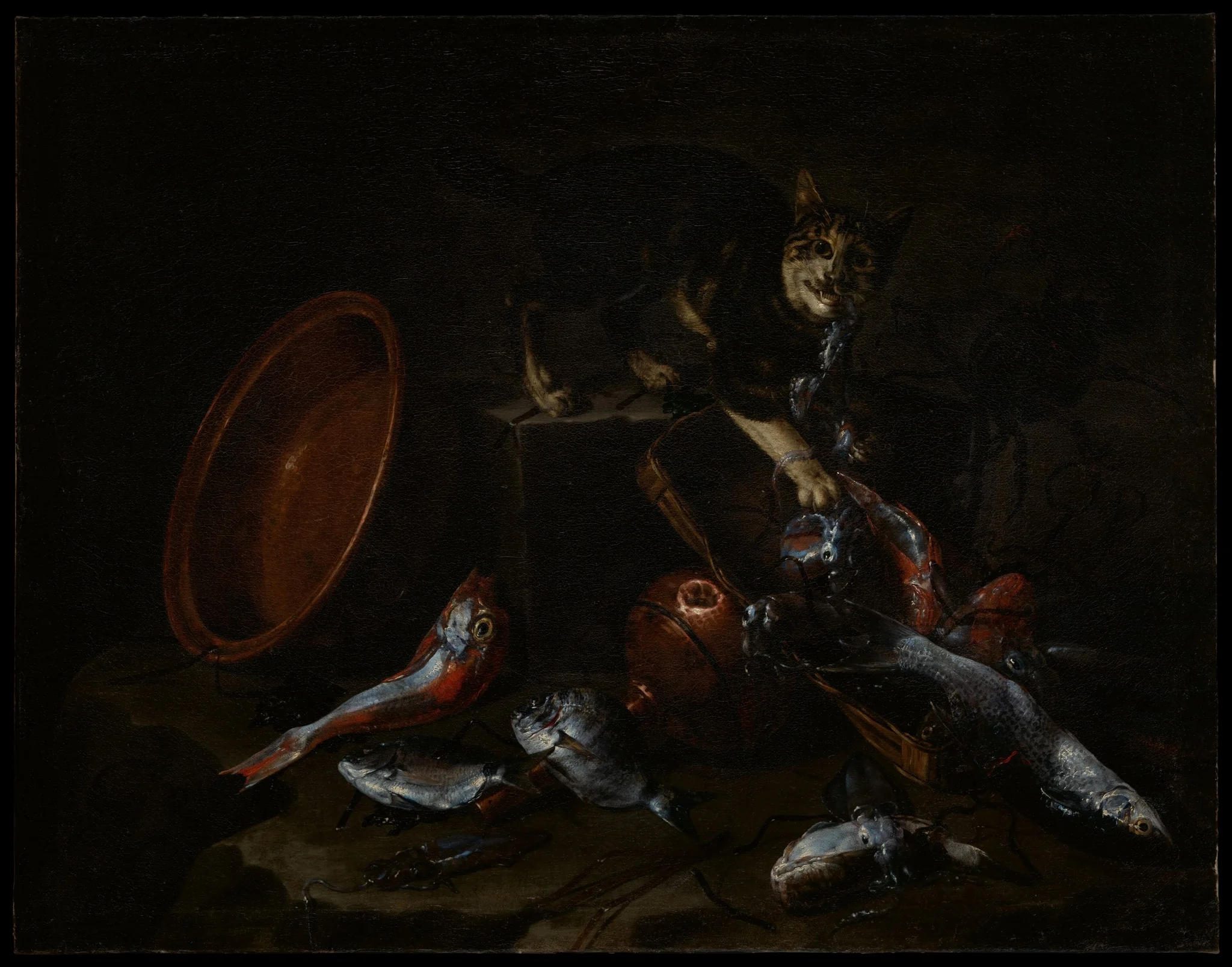 A Cat Stealing Fish, detail