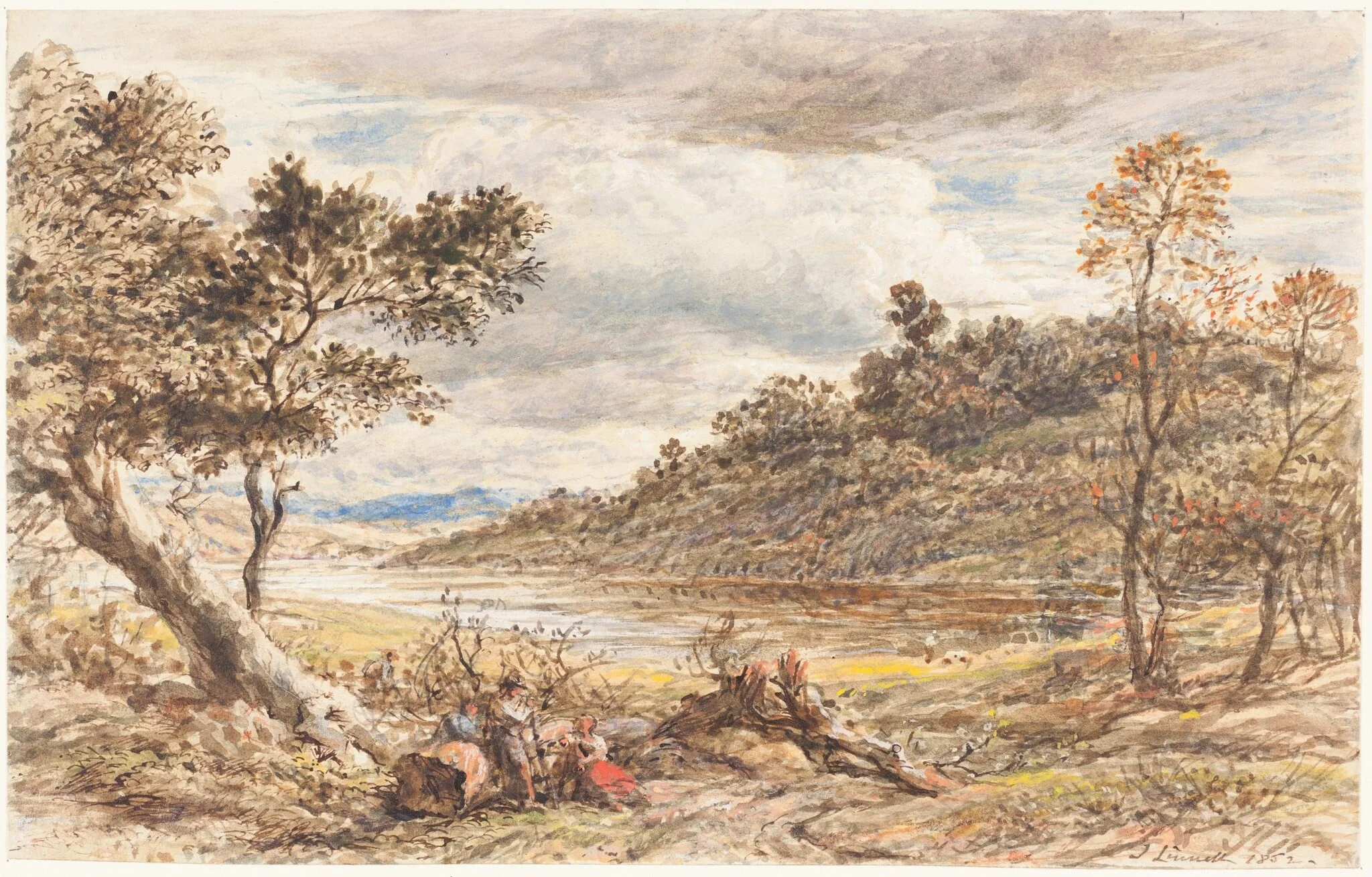 Travelers Resting by a Fallen Tree, detail