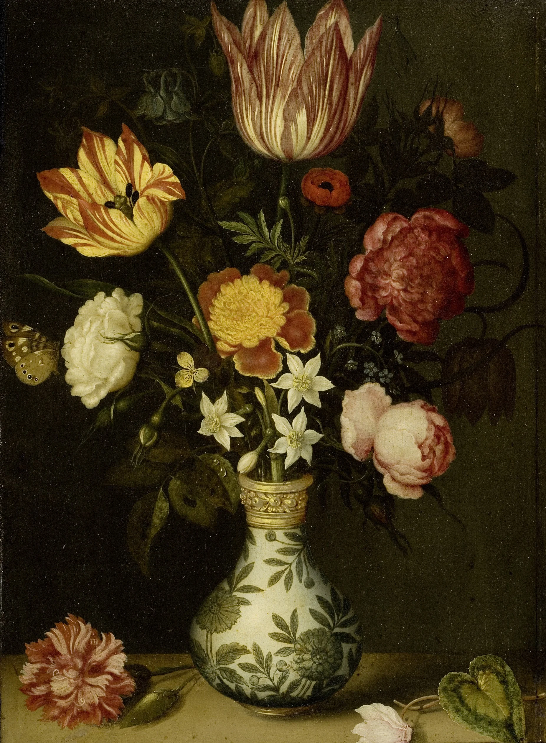 Still life with flowers in a Wan-li vase, detail
