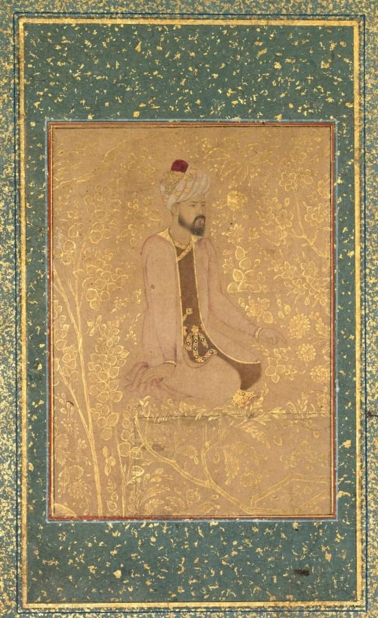 Seated Scholar, Border Fragment from the Teheran/Berlin album, detail