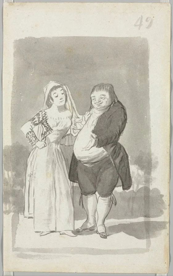 Prostitute Soliciting a Fat, Ugly Man, Folio 49 (recto), detail