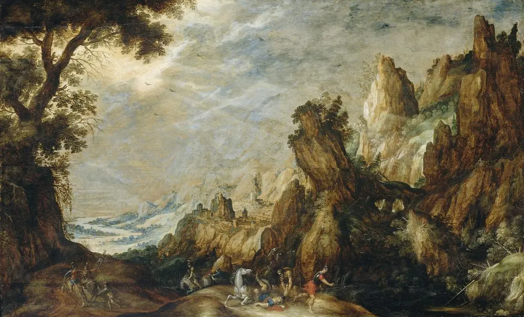 Landscape with Conversion of Saint Paul, by Kerstiaen de Keuninck, oil, 1612