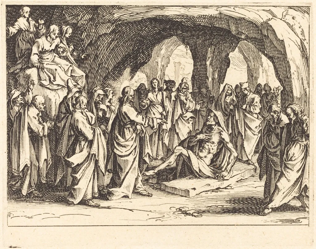 Raising of Lazarus, by Jacques Callot, ink, 1635