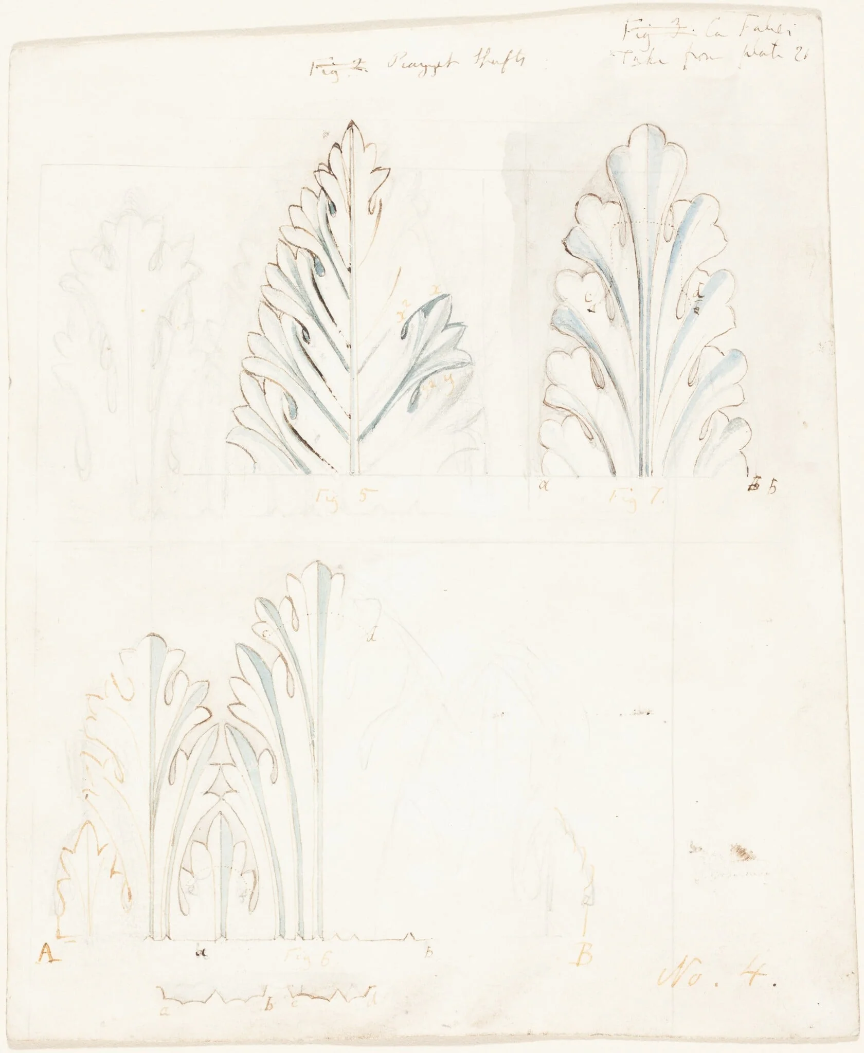 Ornamental Study with Acanthus Motif for "The Stones of Venice", detail