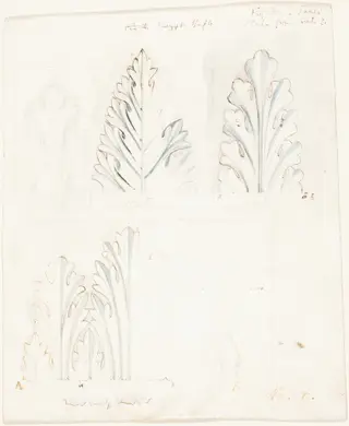 Ornamental Study with Acanthus Motif for "The Stones of Venice", by John Ruskin, ink, 1849