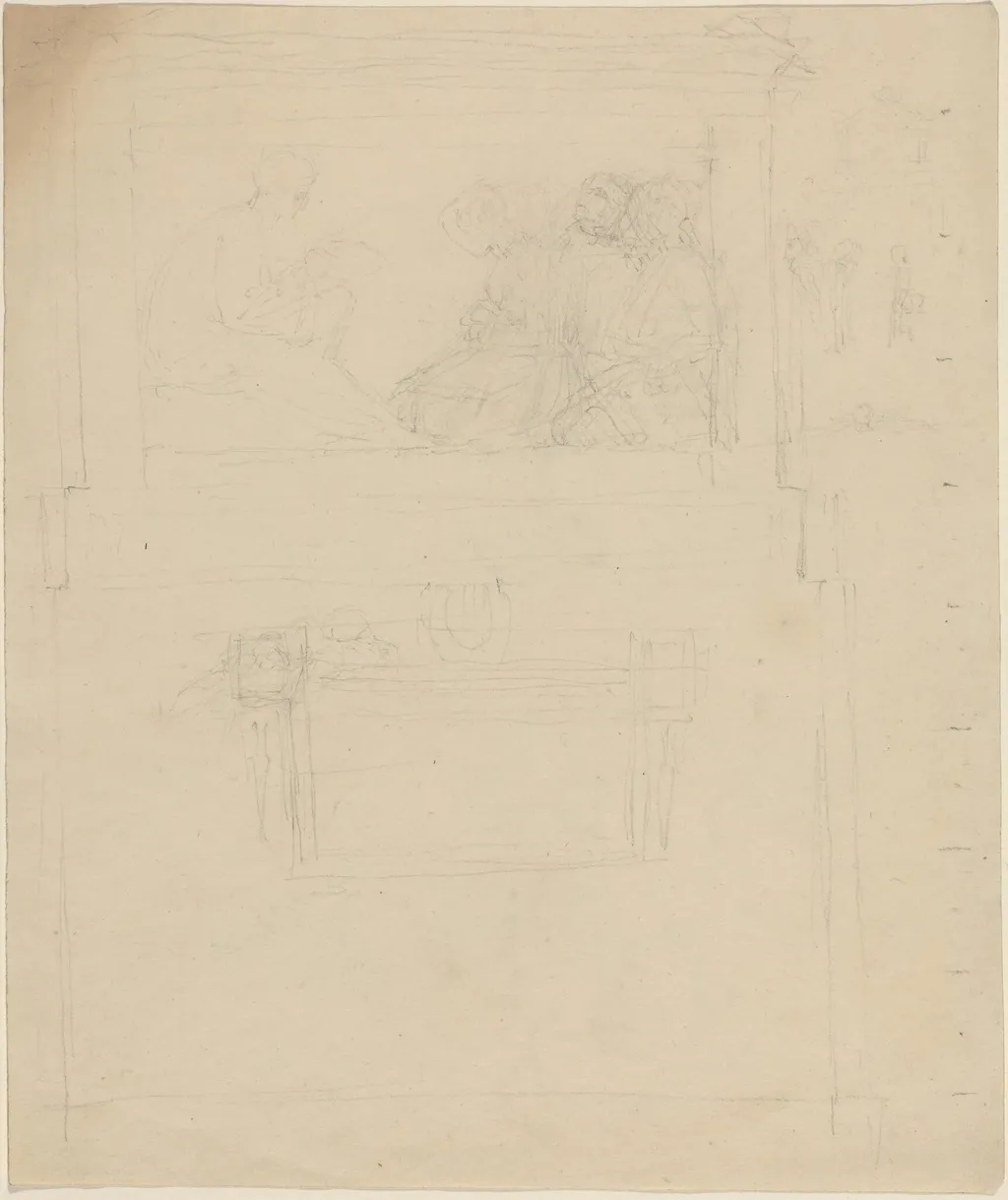 Designs for a Monument to Sir William Jones (?) [recto and verso], by John Flaxman, ink, 1797