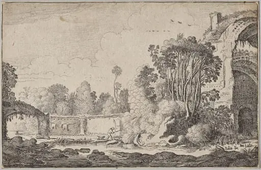Landscapes, part III: Roman Ruins in Wooded Surroundings, by Jan Jansz van de Velde, 1616