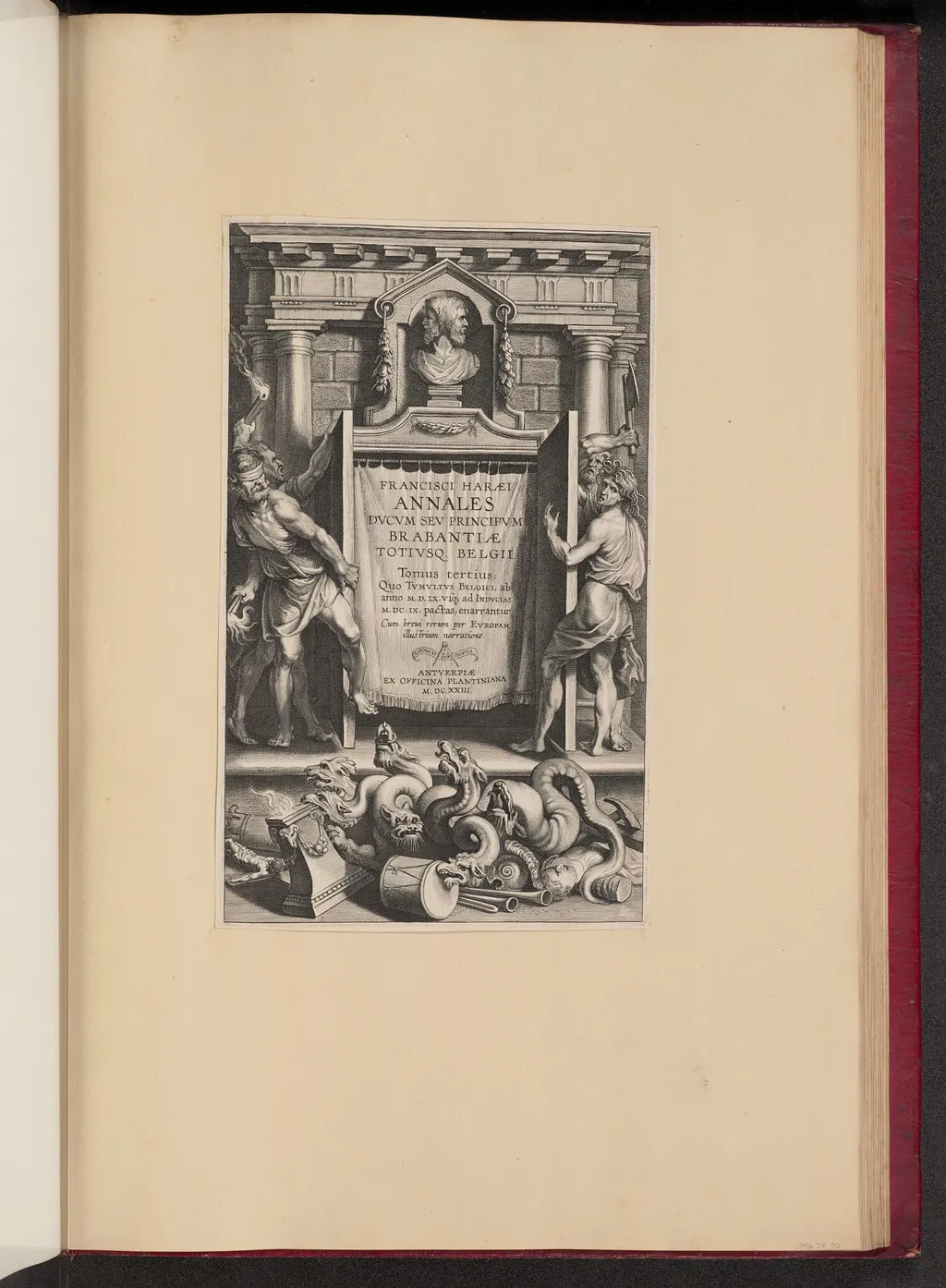 Title Page for Franciscus van Haer, Annales Ducum seu Principum Brabantiae, III, by Lucas Emil Vorsterman, ink, 1623