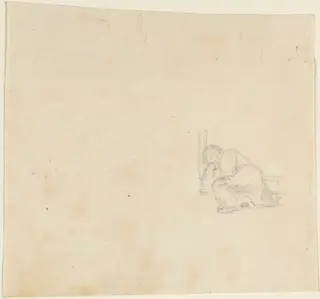 Figure Sleeping in a Doorway, by John Flaxman, graphite, 1790