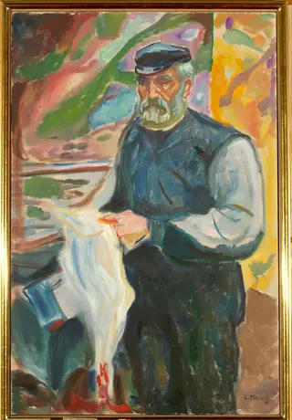 Jensen with Slaughtered Duck, by Edvard Munch, oil, 1912