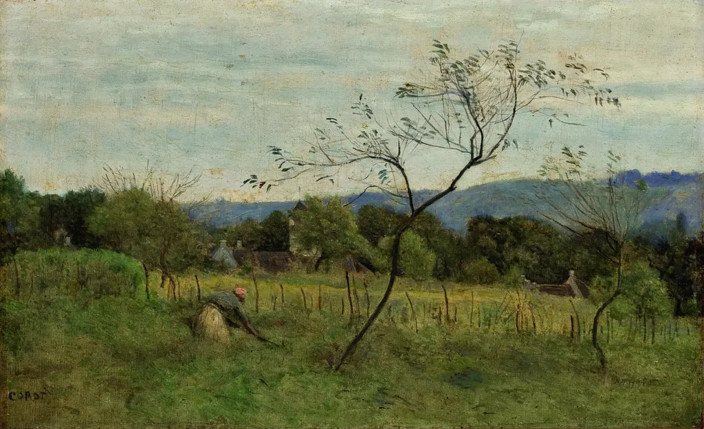 Landscape with Peasant Girl, by Jean Baptiste Camille Corot, oil, 1861