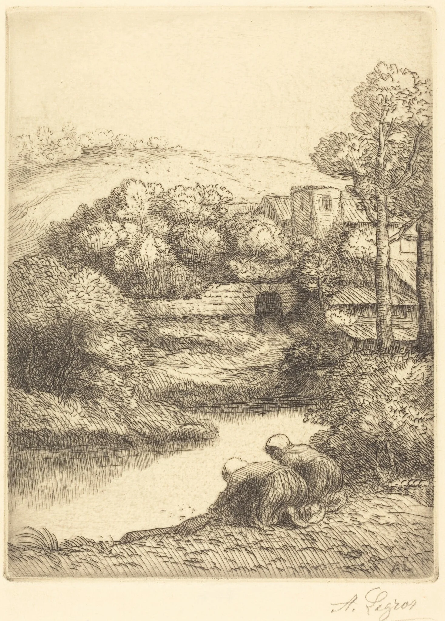 Wash-house, called "The Washerwomen" (Le lavoir, dite "Les Laveuses"), detail